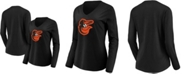 Fanatics Women's Black Baltimore Orioles Official Logo Long Sleeve V-Neck T-shirt